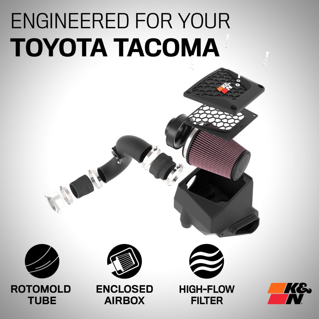 K&N 63 Series Cold Air Intake | 4th Gen 2024-2026 Toyota Tacoma 2.4L Turbo | +15.6 HP