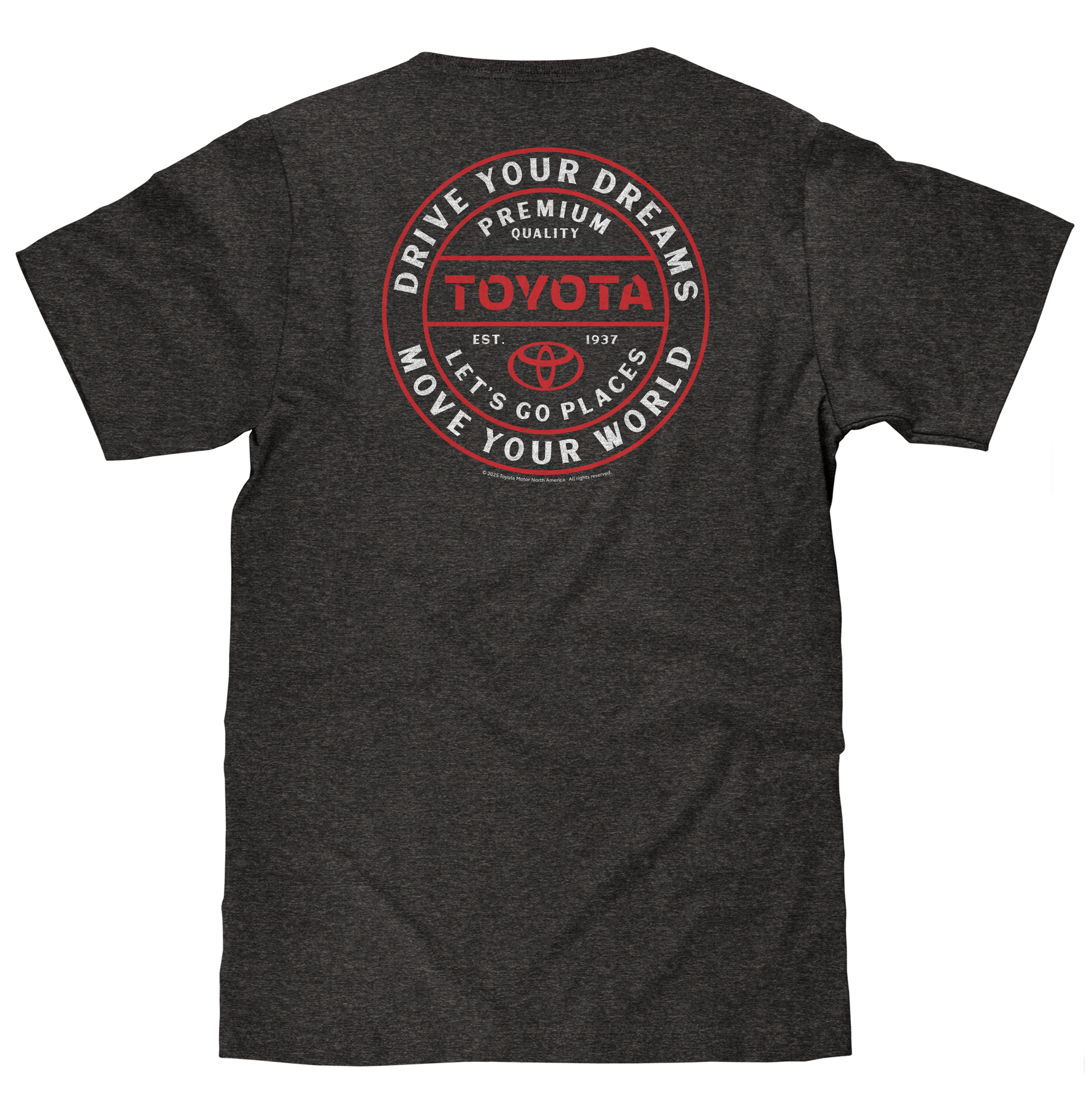Tee Luv Officially Licensed Toyota Drive Your Dreams Front and Back T-Shirt | Charcoal Heather