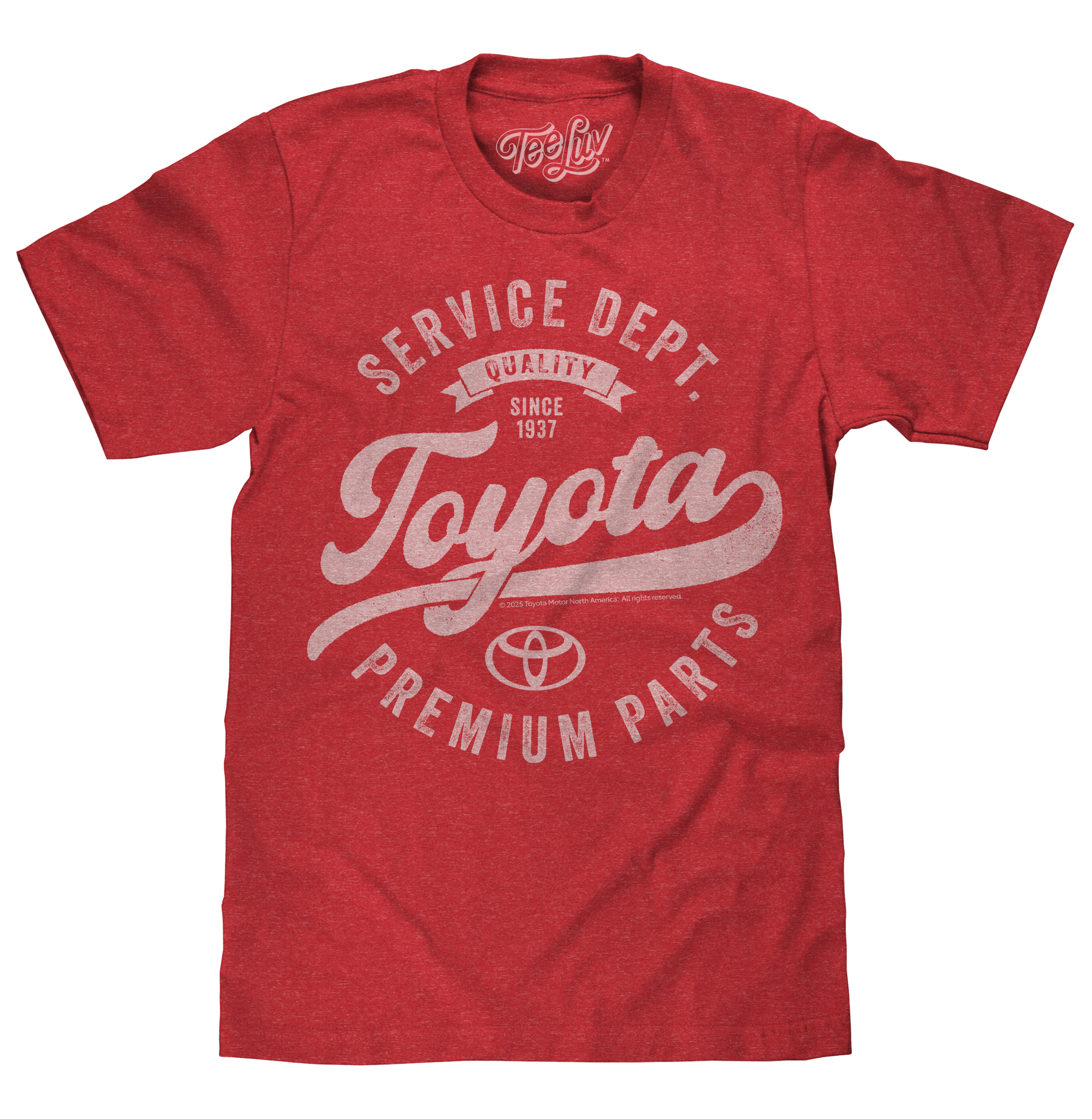 Tee Luv Officially Licensed Toyota Service Department Premium Parts T-Shirt | Heather Red