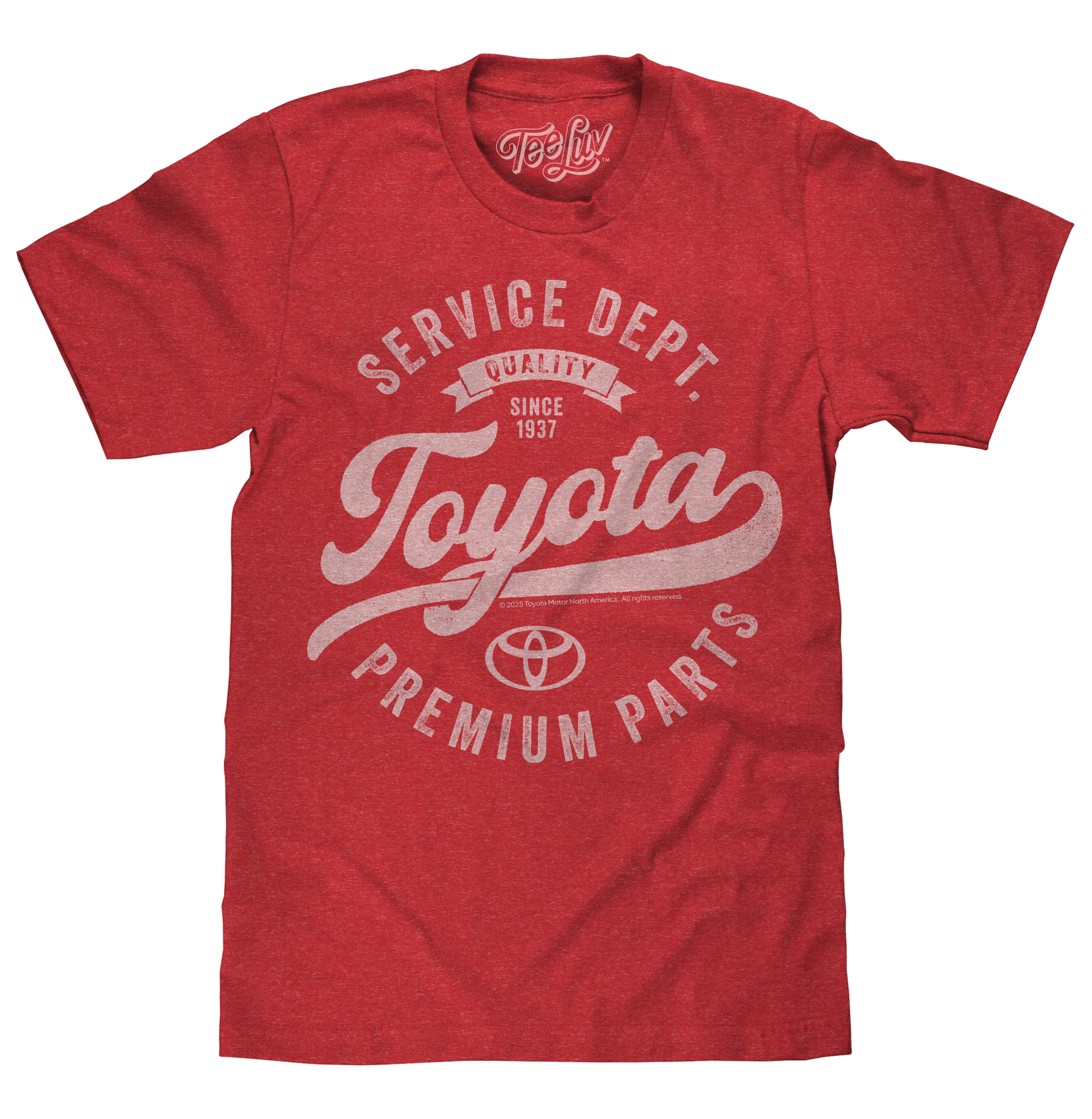 Tee Luv Officially Licensed Toyota Service Department Premium Parts T-Shirt | Heather Red