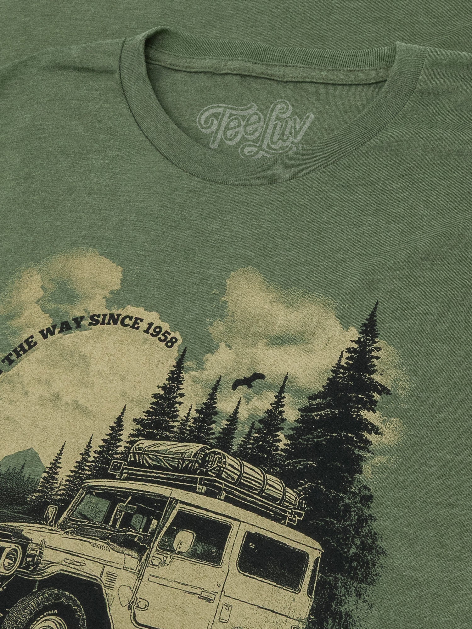 Tee Luv Officially Licensed Toyota Land Cruiser FJ40 Vintage Graphic T-Shirt | Canyon Green Heather