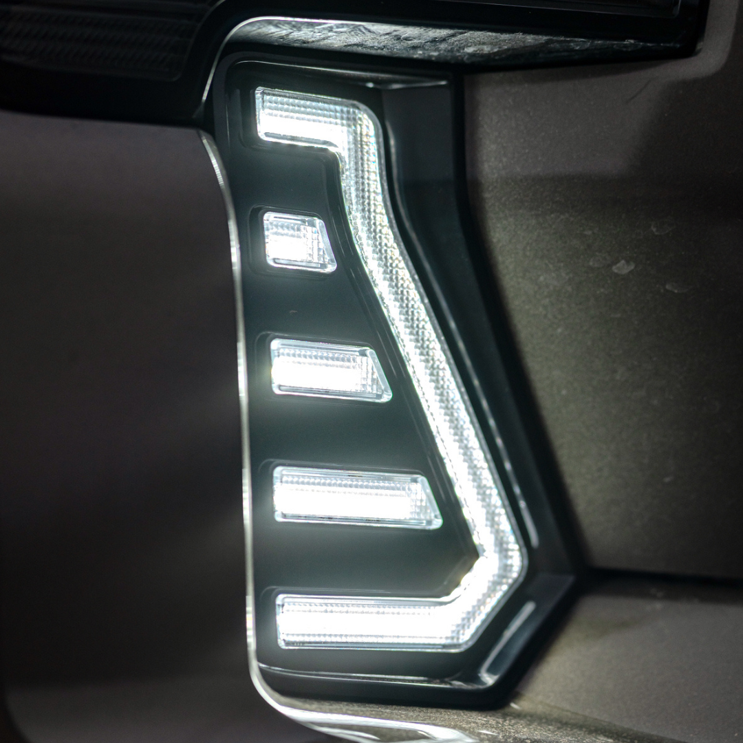 Aspire V2 Fang Lights with white DRLs and sequential amber turn signals for 2024-2026 Toyota Tacoma