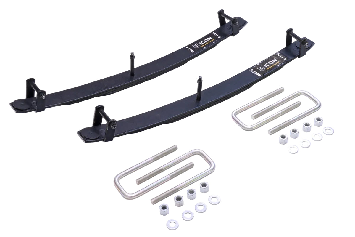 ICON 51100 add-a-leaf kit installed on Toyota Tacoma rear leaf spring pack for 1.5 inch lift