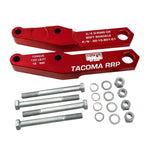 SXTH 7075 aluminum rear recovery points installed on a 2024-2026 Toyota Tacoma, anodized red finish
